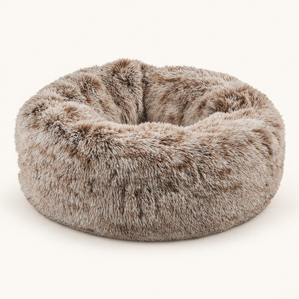 Croci Dog Bed Donut Bicolor Round Beige Super Soft Plush