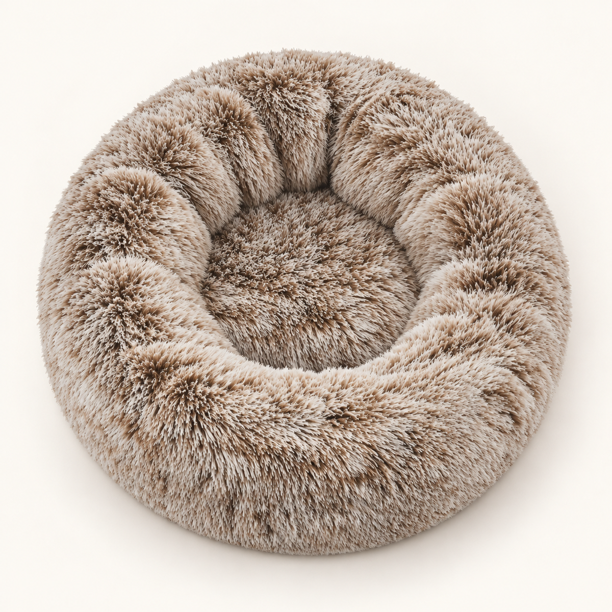 Croci Hundebett Donut Bicolor Rund Beige Superweicher Plüsch