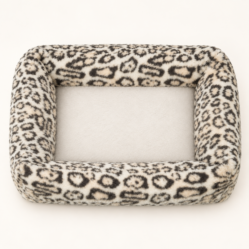 Trixie Dog Bed Leo Rectangular Cream Leopard Print Plush