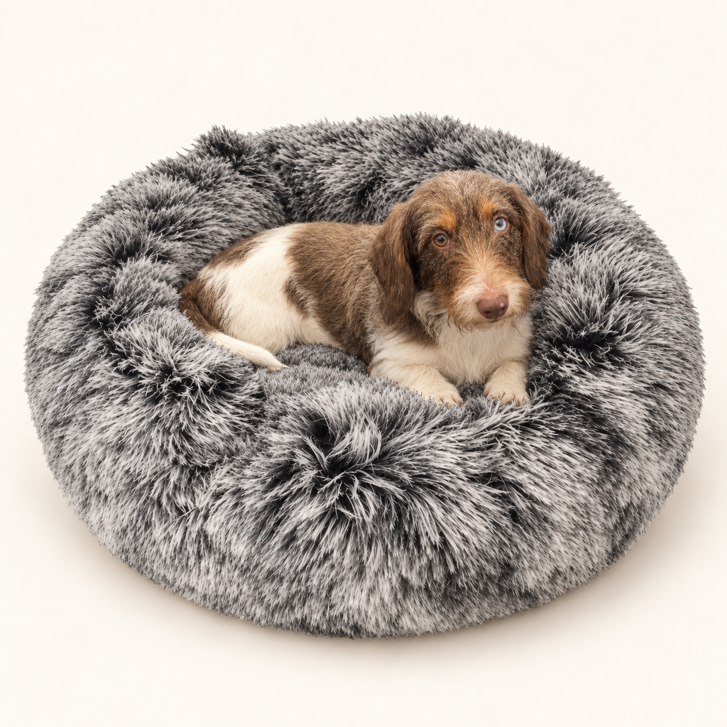 Croci Hondenmand Donut Bicolor Rond Zwart Superzacht Pluche