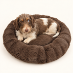 Sazzz Hondenmand Fluffy Rond Bruin Shaggy Pluche 65 cm