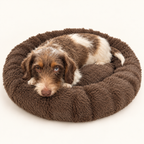 Sazzz Hondenmand Fluffy Rond Bruin Shaggy Pluche 65 cm