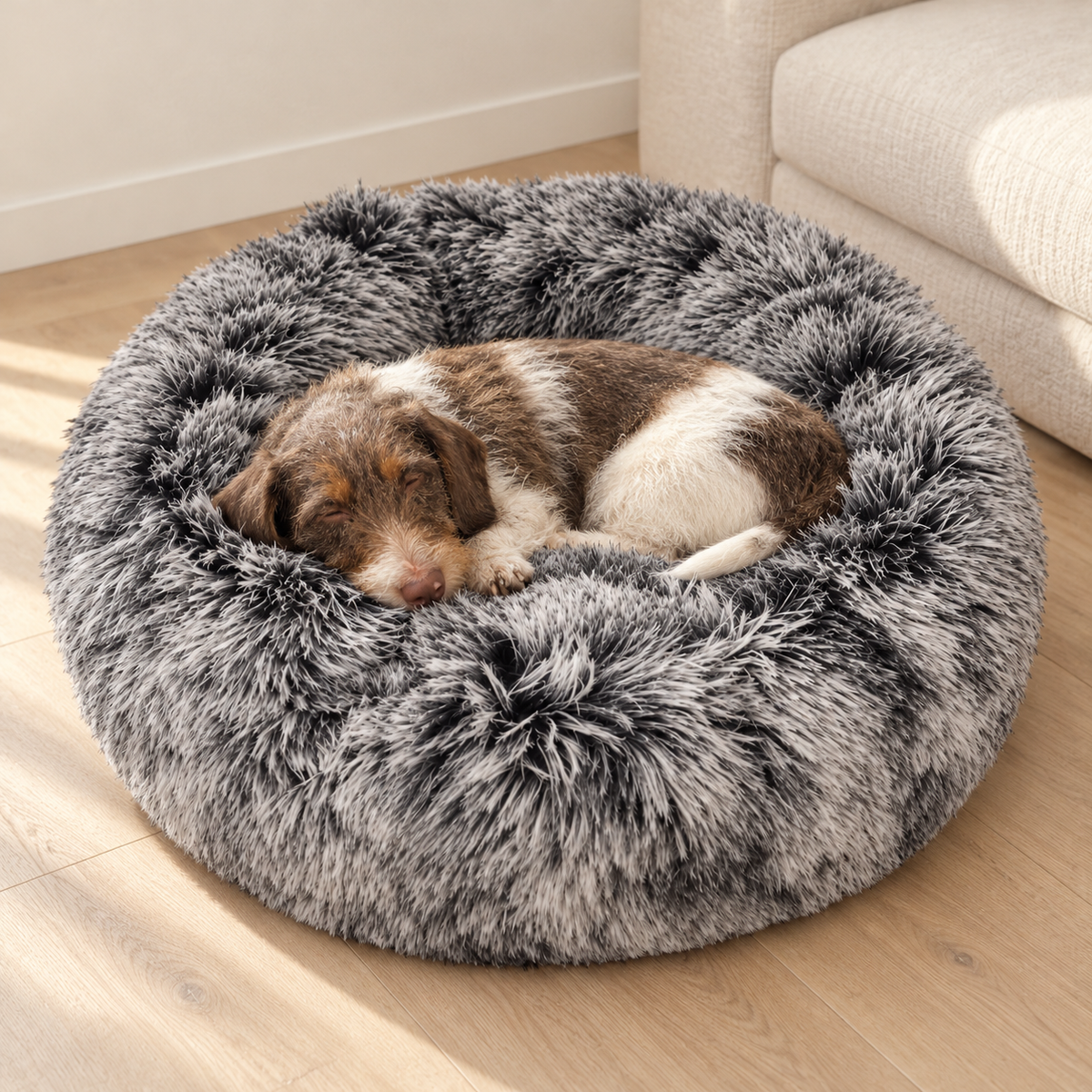 Croci Hondenmand Donut Bicolor Rond Zwart Superzacht Pluche