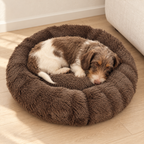 Sazzz Hondenmand Fluffy Rond Bruin Shaggy Pluche 65 cm