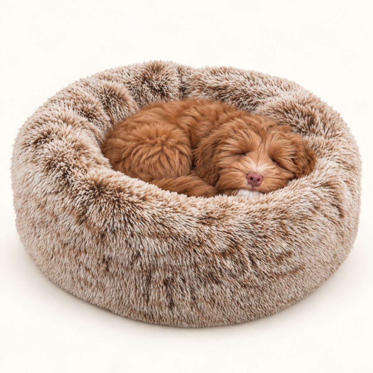 Croci Hundebett Donut Bicolor Rund Beige Superweicher Plüsch