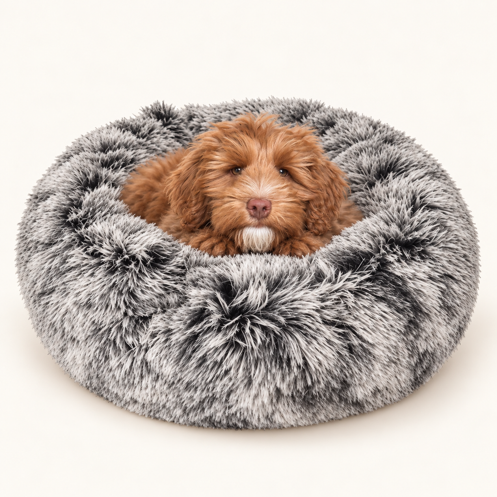 Croci Hondenmand Donut Bicolor Rond Zwart Superzacht Pluche