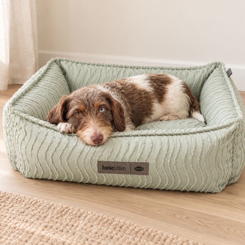 Trixie Hundebett Marley Wave Eckig Salbeigrün Baumwolloptik