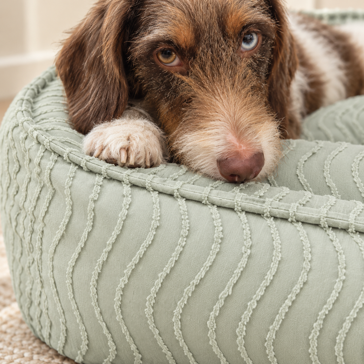 Trixie Hundebett Marley Wave Eckig Salbeigrün Baumwolloptik